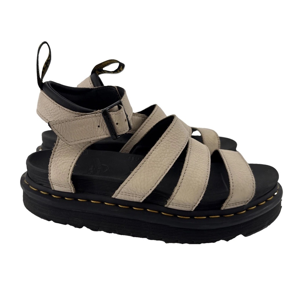 Dr. Martens Blaire Sandals Women 9 Ivory Leather Strappy Platform Gladiator Docs